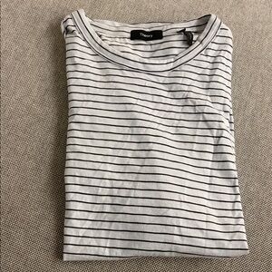 Theory Black and White Striped Tee